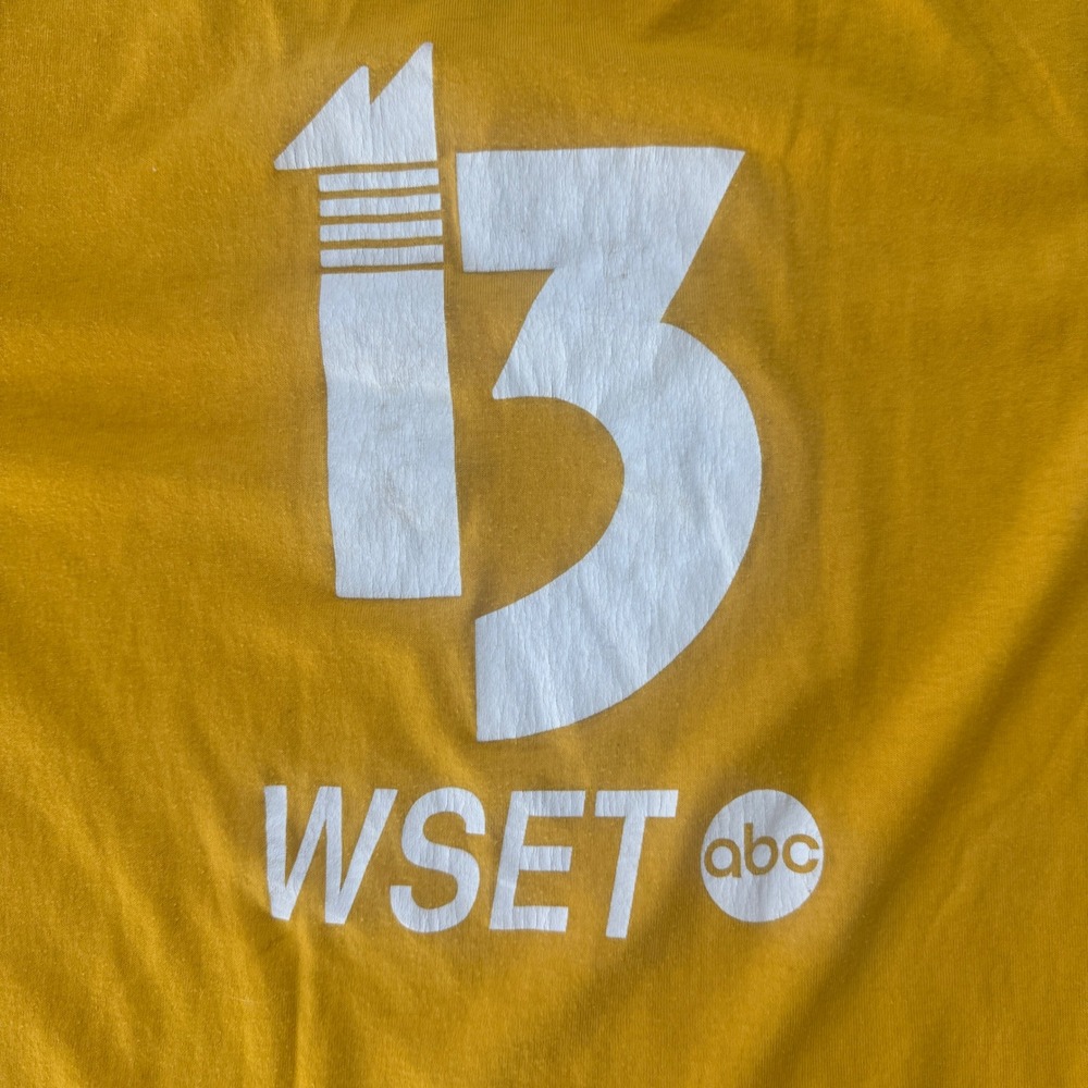 Soffe Vintage 80s WSET 13 ABC TV Ringer T Shirt Striped Sleeve Large Yellow - Picture 6 of 8